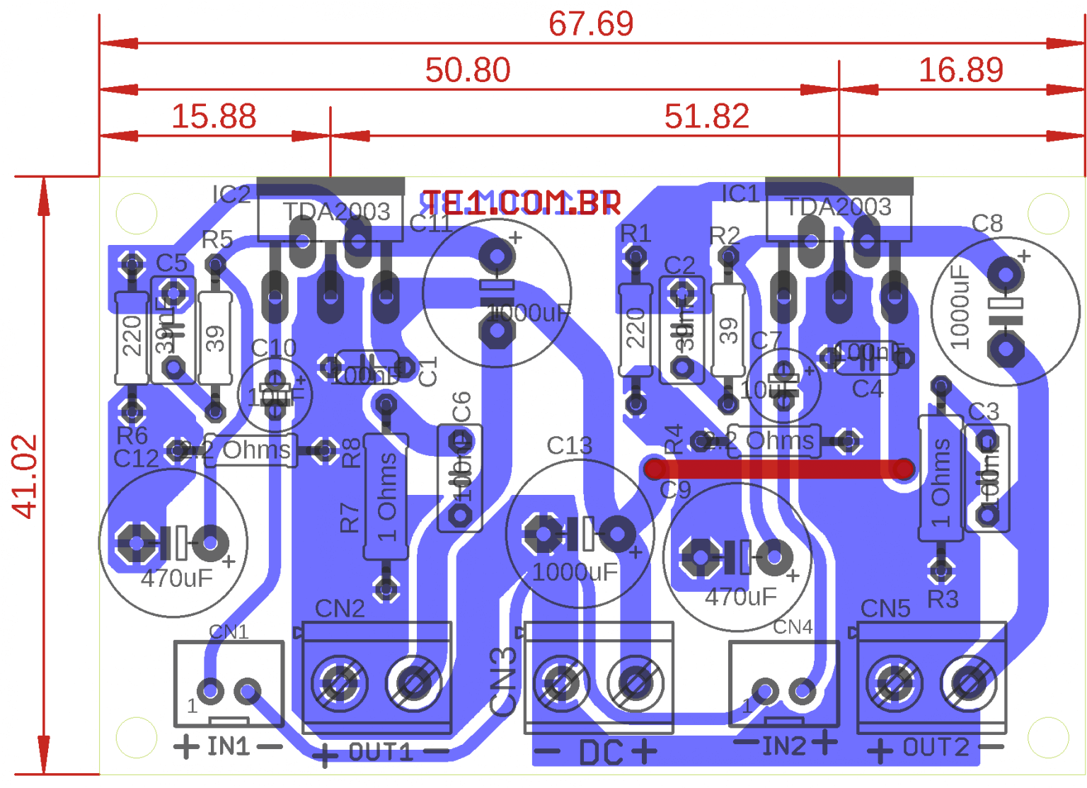 Amplificador Tda2003 Estéreo Com PCB - 2 X 10W – Toni Eletrônica